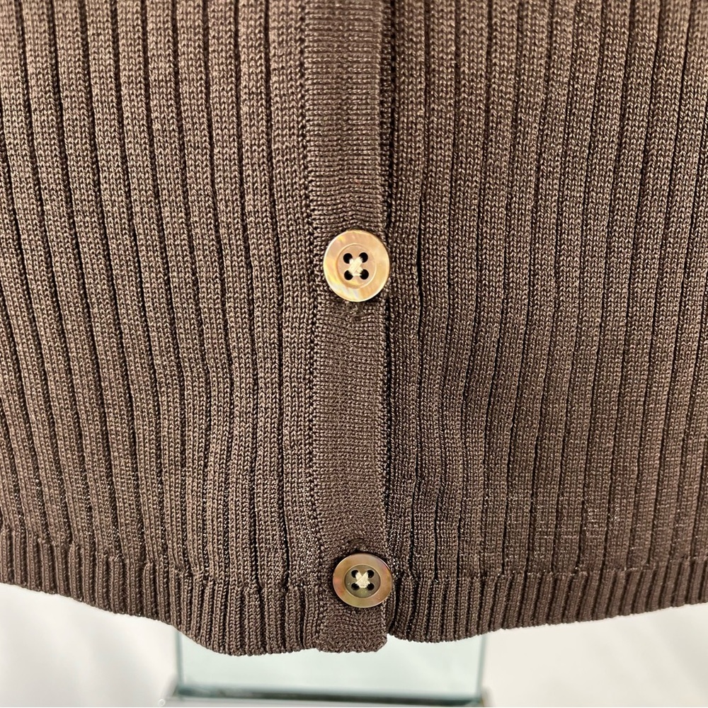 Banana Republic Dark Brown Ribbed Long Sleeve Cardigan Sweater XS - Picture 9 of 14